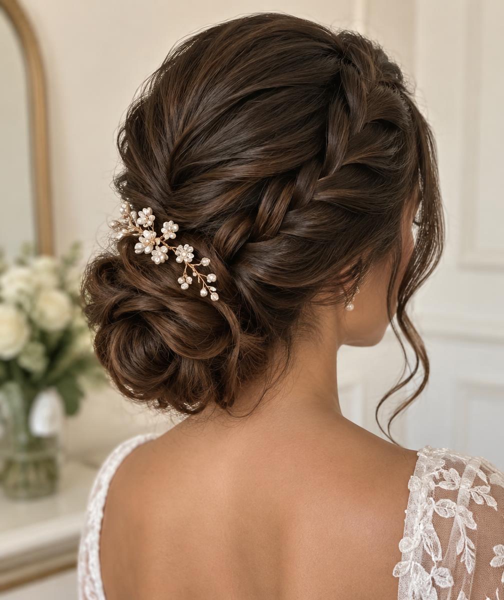 Penteado trançado com acabamento profissional